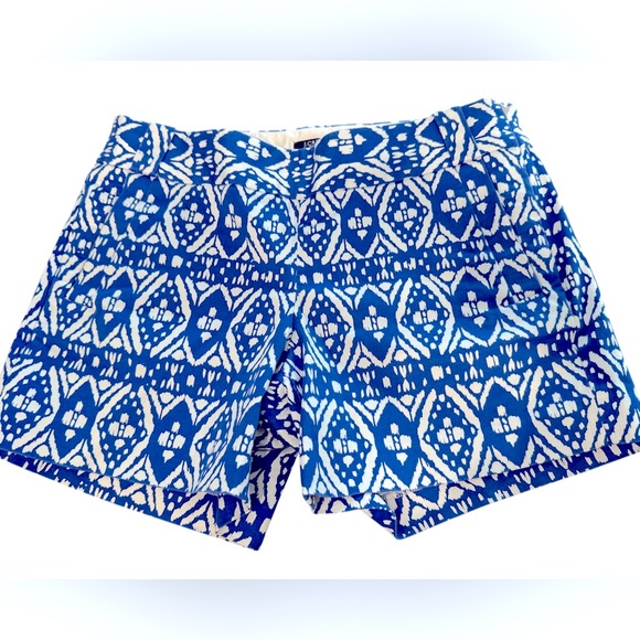 J. Crew Blue and White Cotton Chino Side Zip 5''‎ inseam Shorts City Fit- 6 - Picture 1 of 10